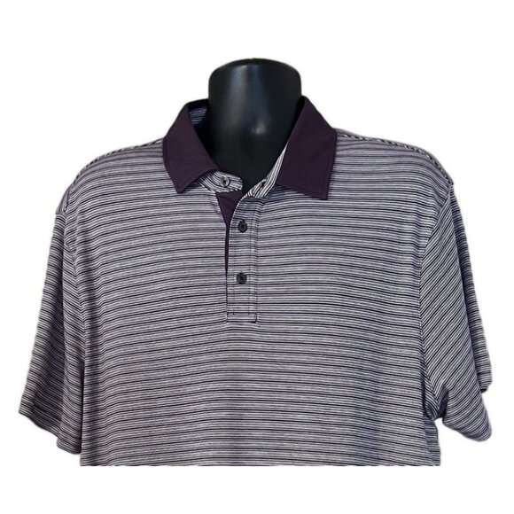 Michael Kors men's purple/white triped polo shirt size XL BUtton neck - Picture 2 of 8
